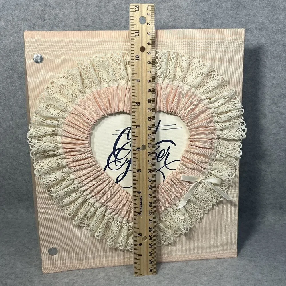 Handcrafted Greeting Card Keeper Binder Peach Taffeta Fabric‎ Frame Cover Lace